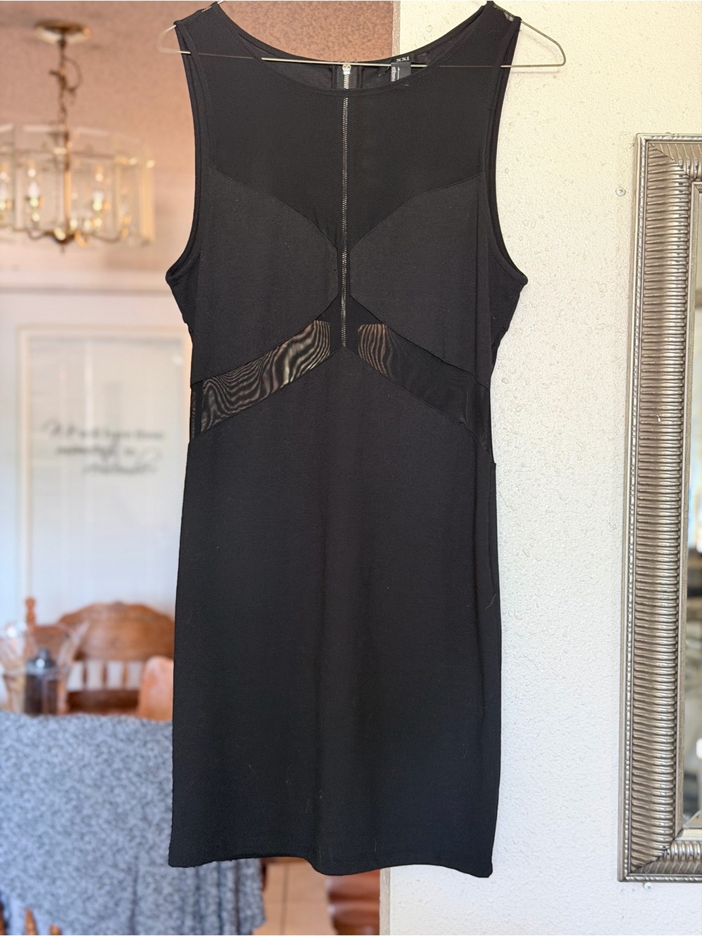 Forever 21 Black Sleeveless Mesh-Accent Sheath Dress